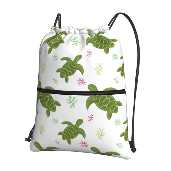 Naloa Cute Turtle Drawstring Backpack String Bag Cinch Water Resistant for Gym Shopping Sport Yoga