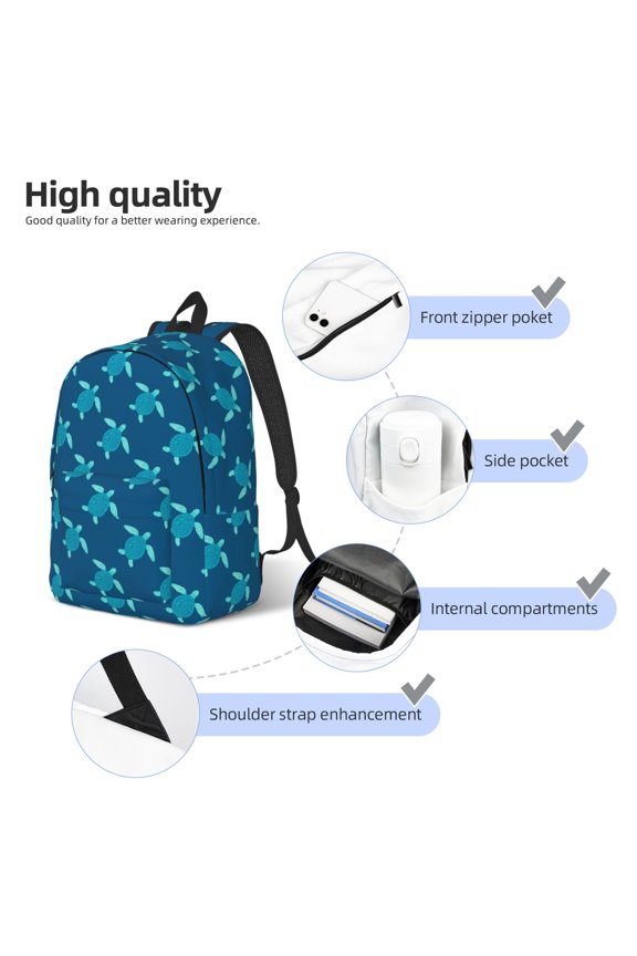 Cute Turtle Print Durable Canvas College Rucksack,Laptop Excursion Backpack,Travel Notebook School Backpack,Bookbag For Men Women