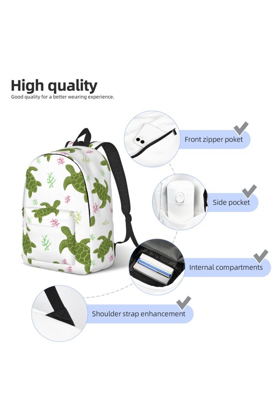 Cute Turtle Print Durable Canvas College Rucksack,Laptop Excursion Backpack,Travel Notebook School Backpack,Bookbag For Men Women