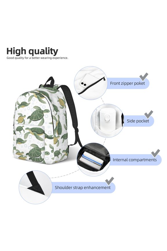 Cute Turtle Print Durable Canvas College Rucksack,Laptop Excursion Backpack,Travel Notebook School Backpack,Bookbag For Men Women