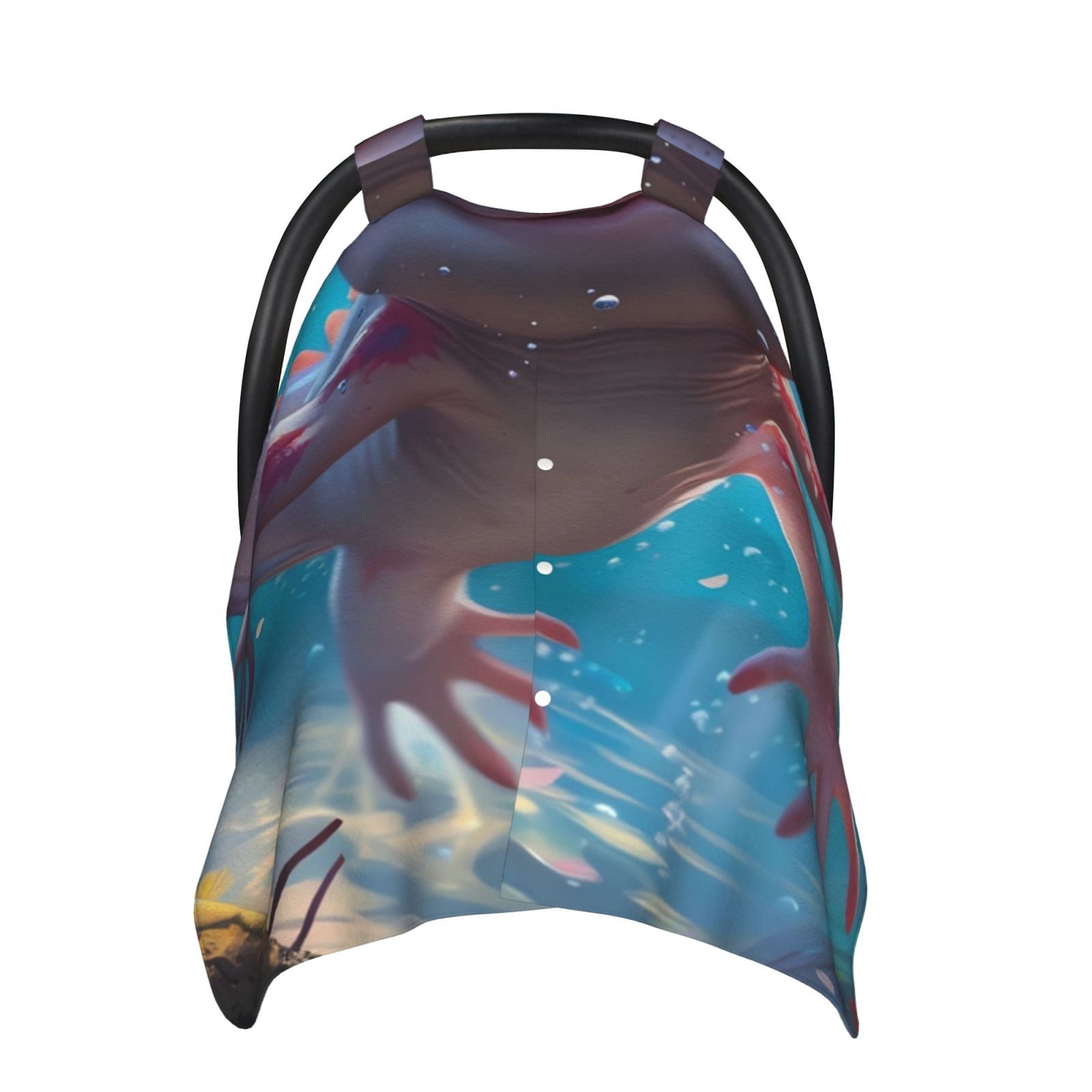 Naloa Cute Underwater Axolotl Baby Car Seat Cover, Breathable Baby Carrier Cover, Multiuse Baby Carrier Cover & Nursing Breastfeeding Cover