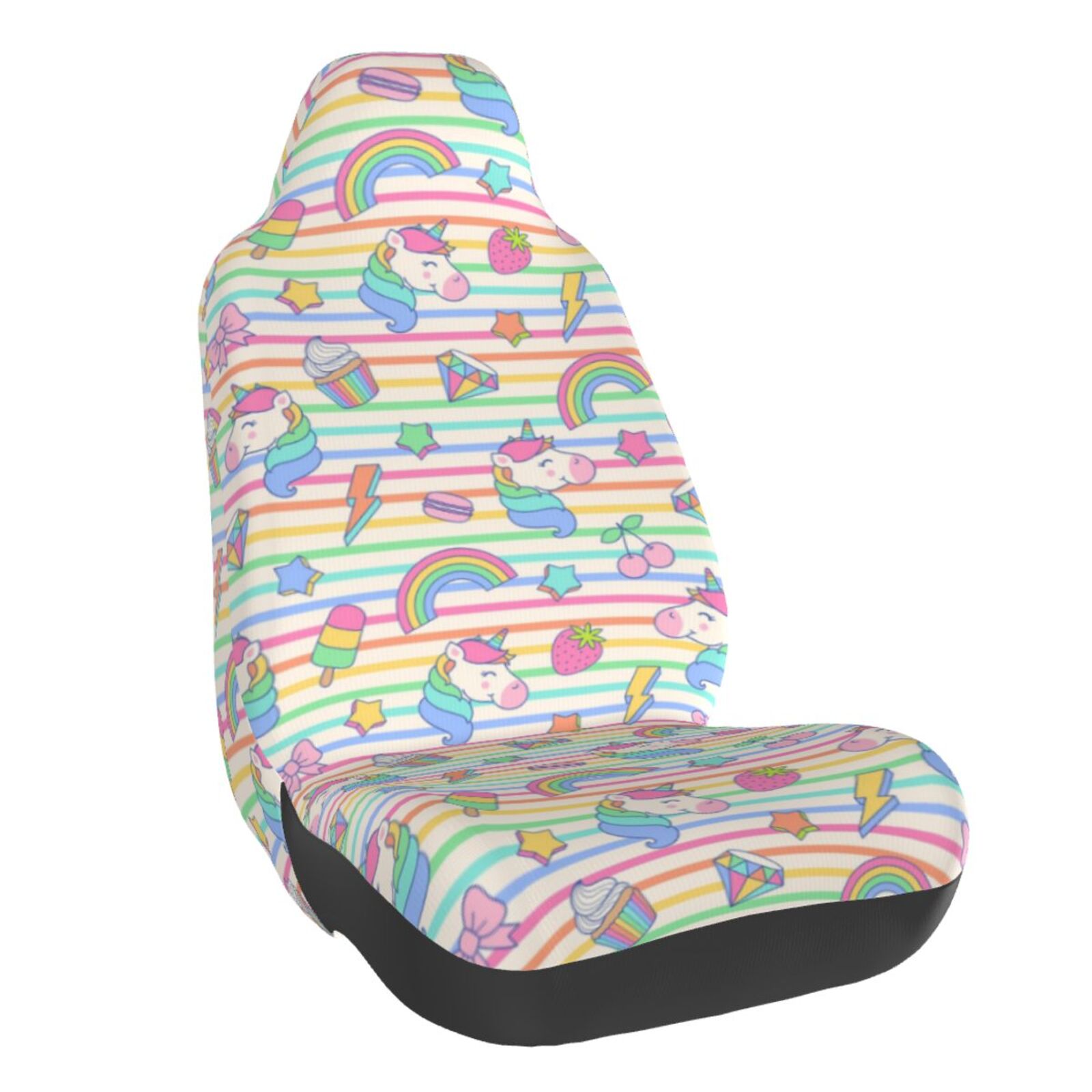 Cupcake Unicorn Pattern Print Universal Fit Car Seat Cover main image 0
