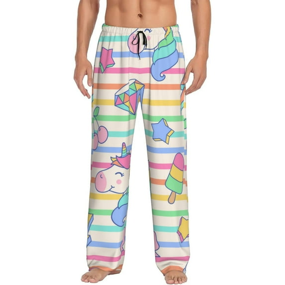 Naloa Cute Unicorn Pajama Pants Men, PJ Bottoms, Sleep & Lounge Pants-X-Large