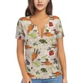 thumbnail image 1 of Naloa Cute Vegetables Print T-Shirts Short Sleeve V Neck Tees for Women Fashion Tops Trendy Lightweight Soft Casual Summer Outfits Clothes, 1 of 5