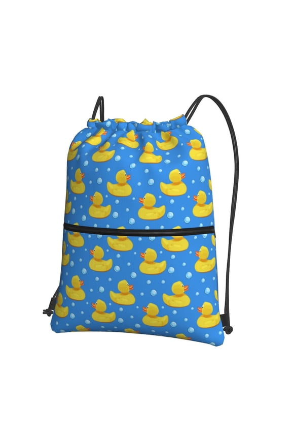 Cute Yellow Rubber Ducks Drawstring Backpack String Bag Cinch Water Resistant for Gym Shopping Sport Yoga