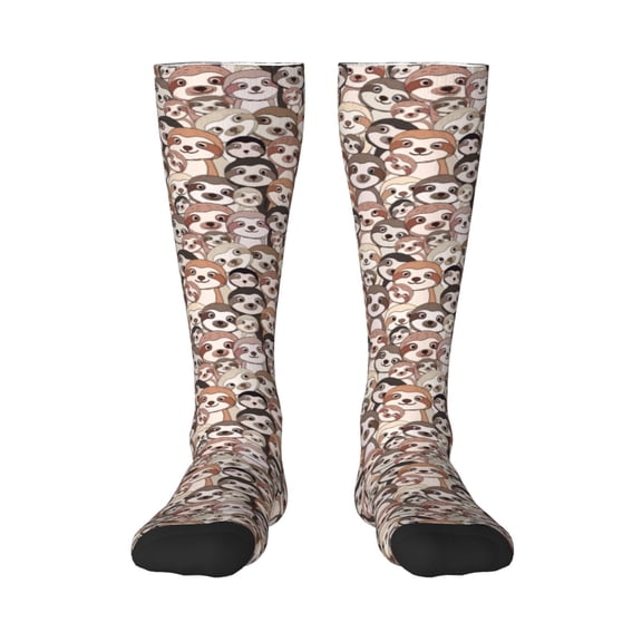 Naloa Cute brown sloth monkey Knee Socks, High Socks Long Stretchy Sock Women Knee High Stocking, Long Socks for Women