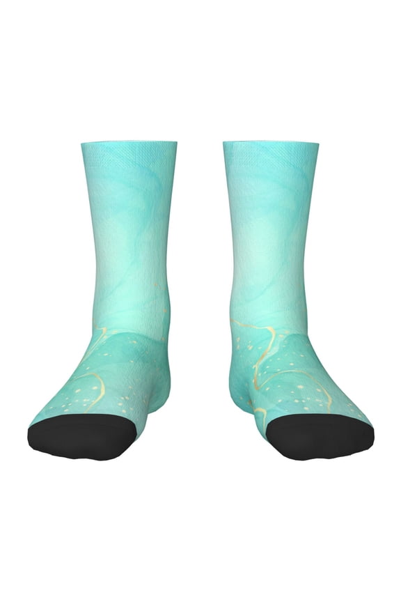 Cyan Mint Marble Kids Socks Unisex Kids and Toddlers' Crew Socks, ,1 Pairs