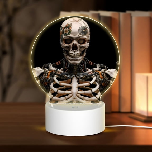 Naloa Cyber Skeleton With Tattoos Acrylic LED Night Light Custom LED Lights Personalized Nightlight Customized Gifts for Family Couples Friends