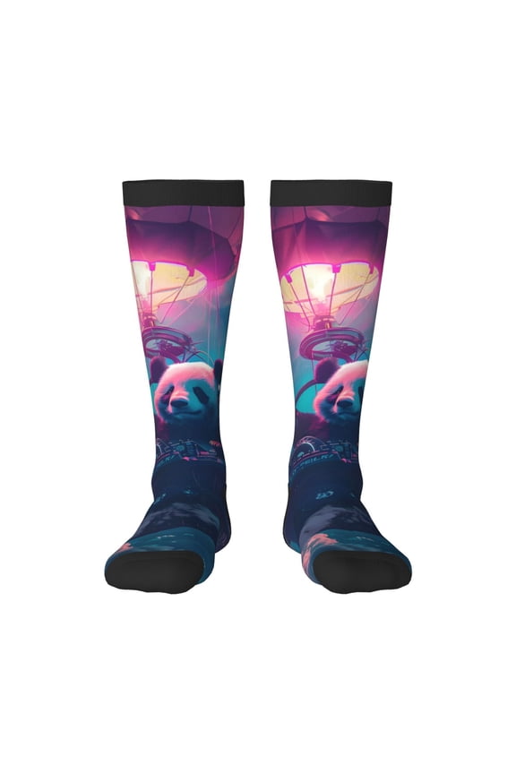 DJ Panda Hot Air Balloon Knee Socks, High Socks Long Stretchy Sock Women Knee High Stocking, Long Socks for Women