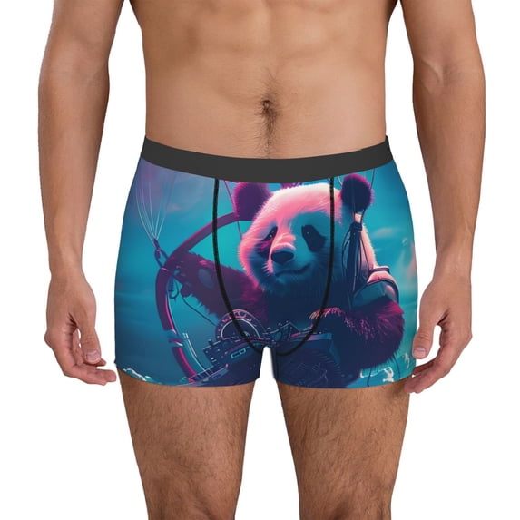 Naloa DJ Panda Hot Air Balloon Mens Underwear - Boxers for Men, Mens Boxer Briefs, Classic Briefs for Men-Small