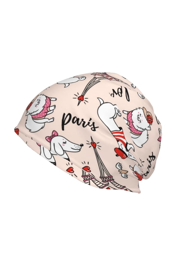 Dachshund And Eiffel Tower Beanie for Men Women Knitted Unisex Winter Hat Beanies Cap Knit Cuffed Beanies Hats