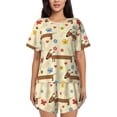 thumbnail image 1 of Naloa Dachshund Dog And Flower Women's Short-Sleeved Pajama Set, Loungewear, Summer pajamas, Breathable Cozy - X-Large, 1 of 9