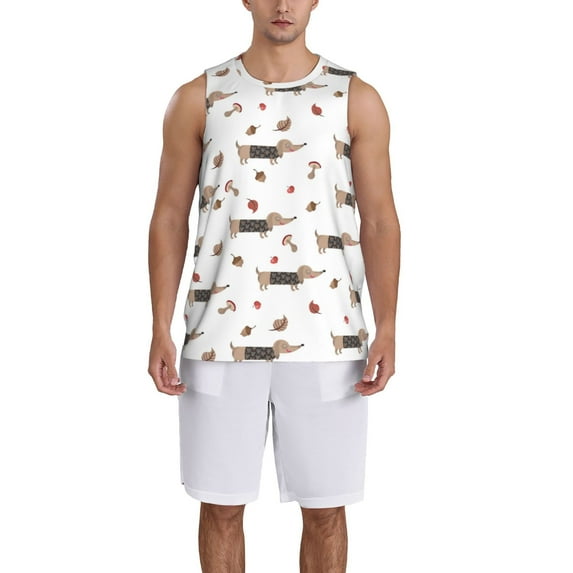 Naloa Dachshund Dog Basketball Jersey Reversible Men's Mesh Athletic Sports Shirts Training Practice S-4XLX-Large