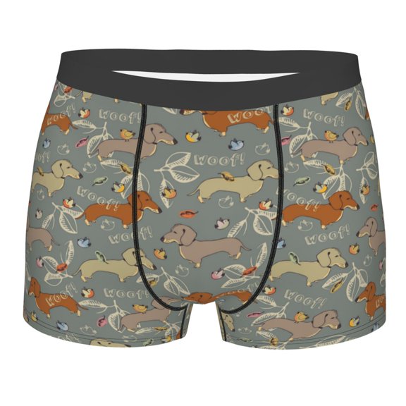 Naloa Dachshund Dog Bird Print Mens Underwear - Boxers for Men, Classic Briefs for Men