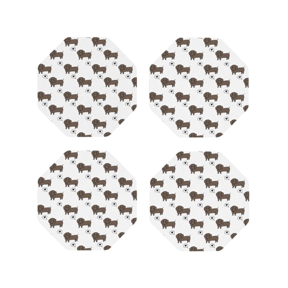 Naloa Dachshund Dog Leather Coasters for Drinks, Durable Drink Coasters 4 Set for Tabletop Protection, Luxurious Home Décor and Housewarming Gift ( {designName})Octagon