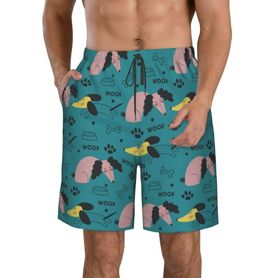 Naloa Dachshund Dog Men's Beach Shorts, Surfing shorts, Swim trunks, Quick Dry Swim Trunks for Surfing Beach Fun - Small
