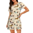 thumbnail image 1 of Naloa Dachshund Dog Print Women Nightgowns,Womens Loungewear,Short Sleeve Sleepwear,Comfy Ladies Nightdress, 1 of 6