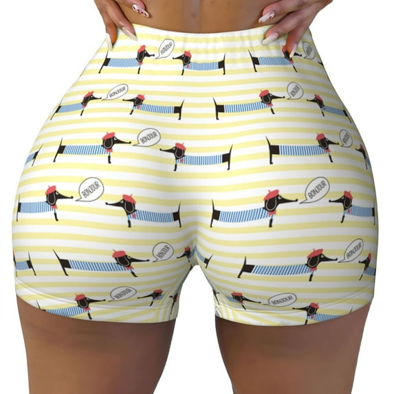 Naloa Dachshund Dog Puppy Biker Shorts for Women Seamless Scrunch Short Women’s Yoga Shorts for Gym Running Sport Shorts - X-Large