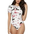 thumbnail image 1 of Naloa Dachshund Dog Puppy Women's Short-Sleeved Onesie, One-Piece Swimsuit for Parties, dates, clubs - Large, 1 of 9