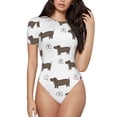 thumbnail image 1 of Naloa Dachshund Dog Puppy Women's Short-Sleeved Onesie, One-Piece Swimsuit for Parties, dates, clubs - Medium, 1 of 9