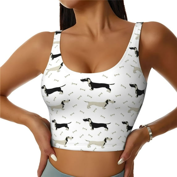 Naloa Dachshund Dog Sports Bras for Women, High Support Bra with Removable Pads, Comfortable - X-Large