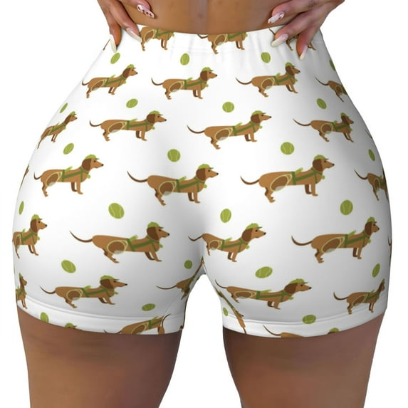 Naloa Dachshund Going To Play Tennis Biker Shorts for Women Seamless Scrunch Short Women’s Yoga Shorts for Gym Running Sport Shorts - X-Large
