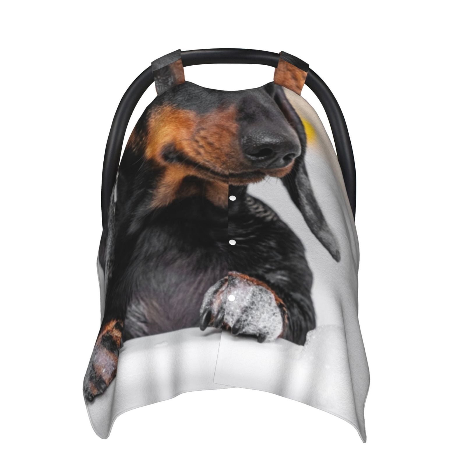 Naloa Dachshund Sitting in Bathtub Baby Car Seat Cover, Breathable Baby Carrier Cover, Multiuse Baby Carrier Cover & Nursing Breastfeeding Cover