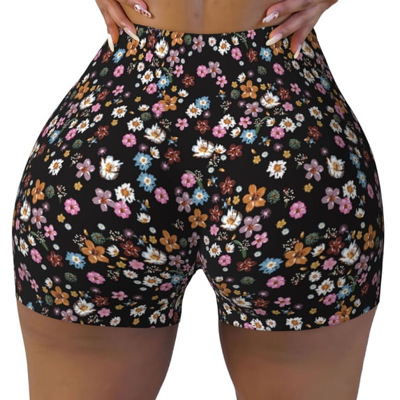 Naloa Daisies Flowers Biker Shorts for Women Seamless Scrunch Short Women’s Yoga Shorts for Gym Running Sport Shorts - X-Large
