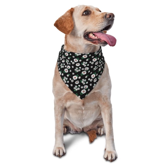 Naloa Daisies Flowers Dog Bandanas 1PC Washable Triangle Dog Scarfs Premium Durable Fabric, for Small Medium Large Dogs and Cats