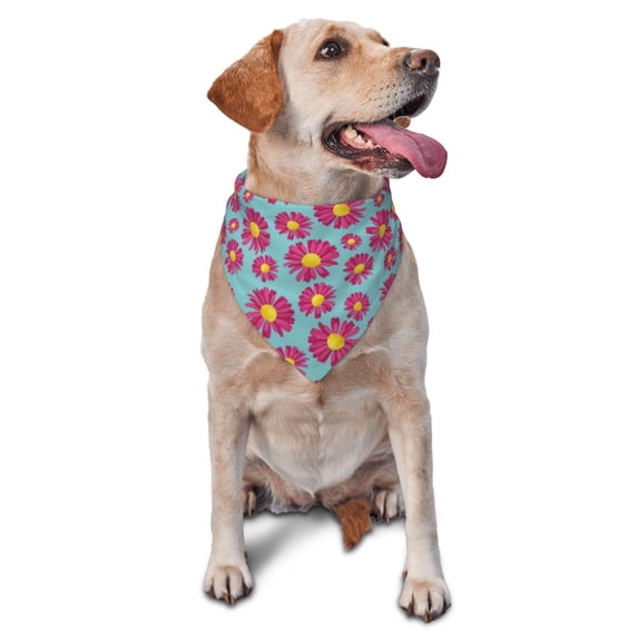 Naloa Daisies Flowers Dog Bandanas 1PC Washable Triangle Dog Scarfs Premium Durable Fabric, for Small Medium Large Dogs and Cats