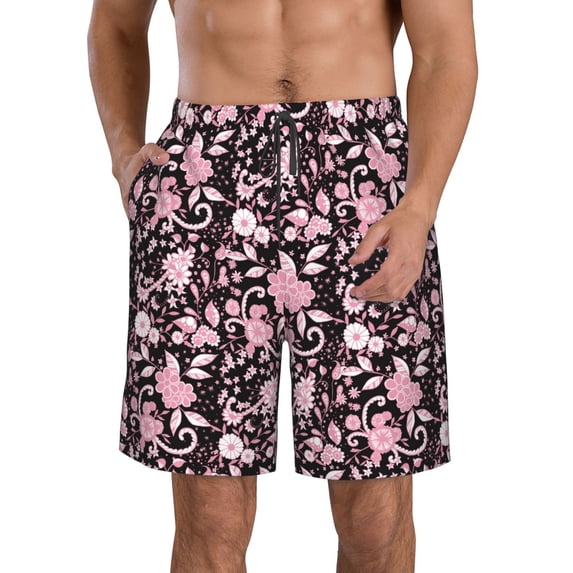 Naloa Daisies Flowers Men's Beach Shorts, Surfing shorts, Swim trunks, Quick Dry Swim Trunks for Surfing Beach Fun - Small