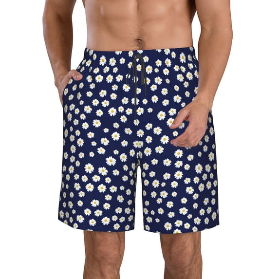 Naloa Daisies Flowers Men's Beach Shorts, Surfing shorts, Swim trunks, Quick Dry Swim Trunks for Surfing Beach Fun - XX-Large