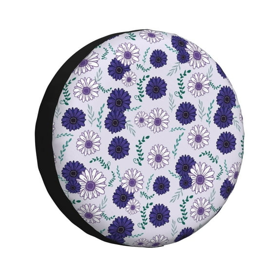Naloa Daisies Flowers PVC Leather Spare Tire Wheel Cover for Car Truck SUV Camper Trailer Universal Fit many size16 inch