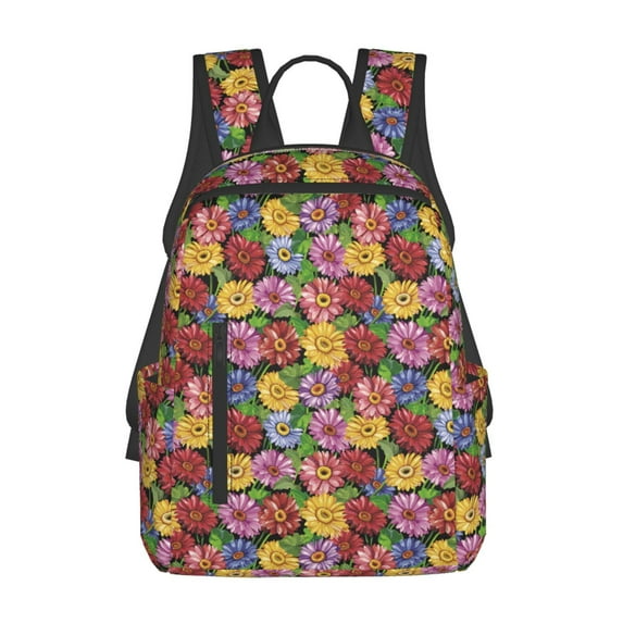 Naloa Daisies Flowers Print Lightweight DayBackpack Suitable for school, work, shopping, travel, etc.