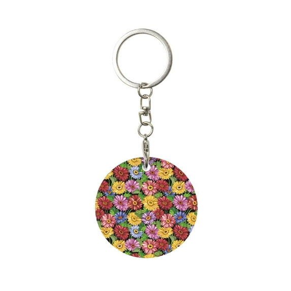 Naloa Daisies Flowers Print Round Keychain Keychain Key Ring, Key Tag, Key Chain Bulk for Gift Accessories (Round)