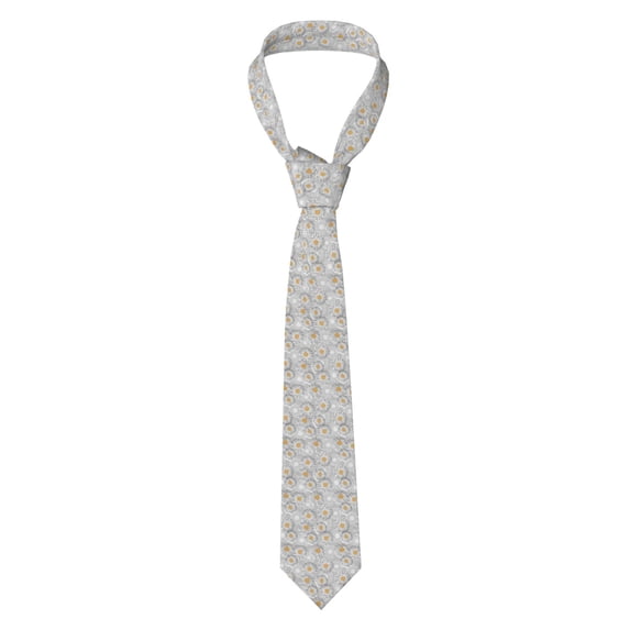 Naloa Daisies Flowers Print Solid Color Tie Formal Necktie for Men，Suitable for business, daily life, work