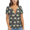 thumbnail image 1 of Naloa Daisies Flowers Print T-Shirts Short Sleeve V Neck Tees for Women Fashion Tops Trendy Lightweight Soft Casual Summer Outfits Clothes, 1 of 5