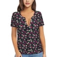 thumbnail image 1 of Naloa Daisies Flowers Print T-Shirts Short Sleeve V Neck Tees for Women Fashion Tops Trendy Lightweight Soft Casual Summer Outfits Clothes, 1 of 5