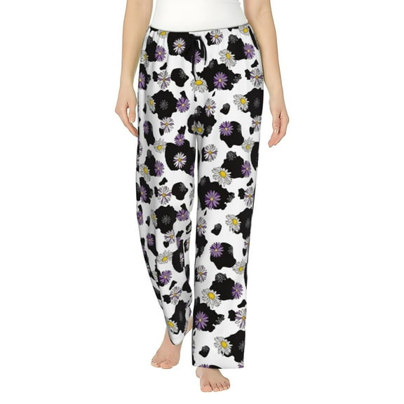 Naloa Daisies Flowers Print Women’s Ultra-Soft Comfy Pajama Lounge Pants with Pockets & Drawstring