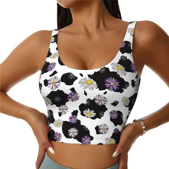 Naloa Daisies Flowers Sports Bras for Women, High Support Bra with Removable Pads, Comfortable - XX-Large