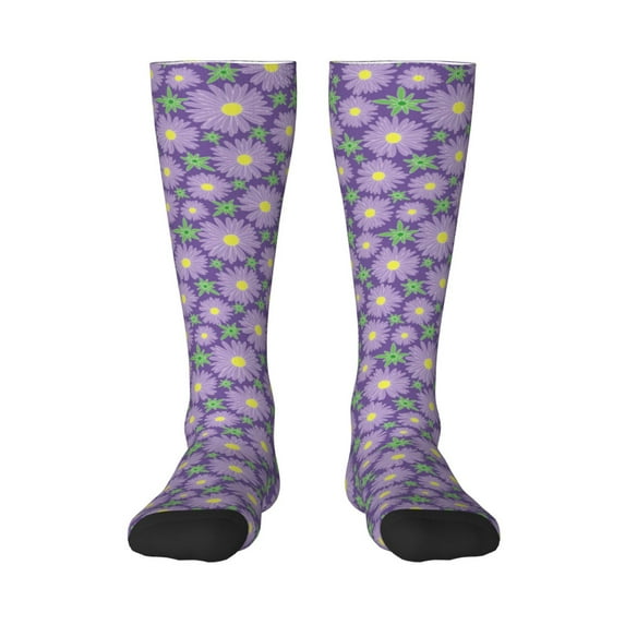 Naloa Daisies Flowers Thigh High Socks Extra Long Stretchy Sock Women Over Knee High Opaque Stocking Daily Wear