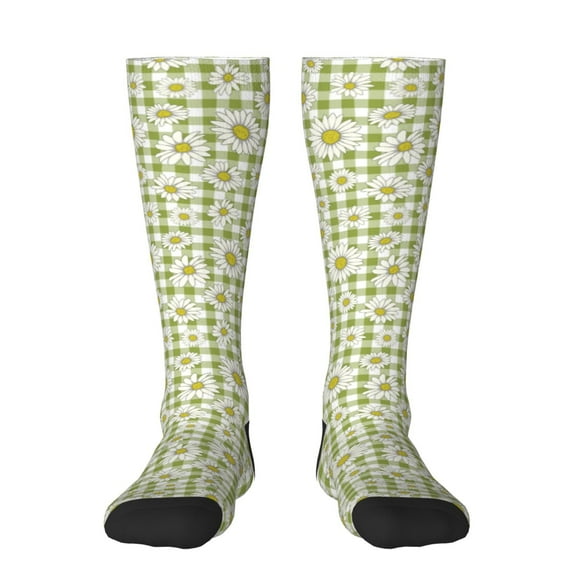 Naloa Daisies Flowers Thigh High Socks Extra Long Stretchy Sock Women Over Knee High Opaque Stocking Daily Wear