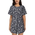 thumbnail image 1 of Naloa Daisies Flowers Women's Short-Sleeved Pajama Set, Loungewear, Summer pajamas, Breathable Cozy - Medium, 1 of 9