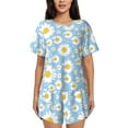 thumbnail image 1 of Naloa Daisies Flowers Women's Short-Sleeved Pajama Set, Loungewear, Summer pajamas, Breathable Cozy - Small, 1 of 9