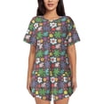 thumbnail image 1 of Naloa Daisies Flowers Women's Short-Sleeved Pajama Set, Loungewear, Summer pajamas, Breathable Cozy - Small, 1 of 9