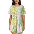 thumbnail image 1 of Naloa Daisies Flowers Women's Short-Sleeved Pajama Set, Loungewear, Summer pajamas, Breathable Cozy - X-Large, 1 of 9