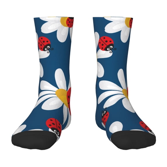 Naloa Daisies With Ladybugs Kids Socks Unisex Kids and Toddlers' Crew Socks, ,1 Pairs