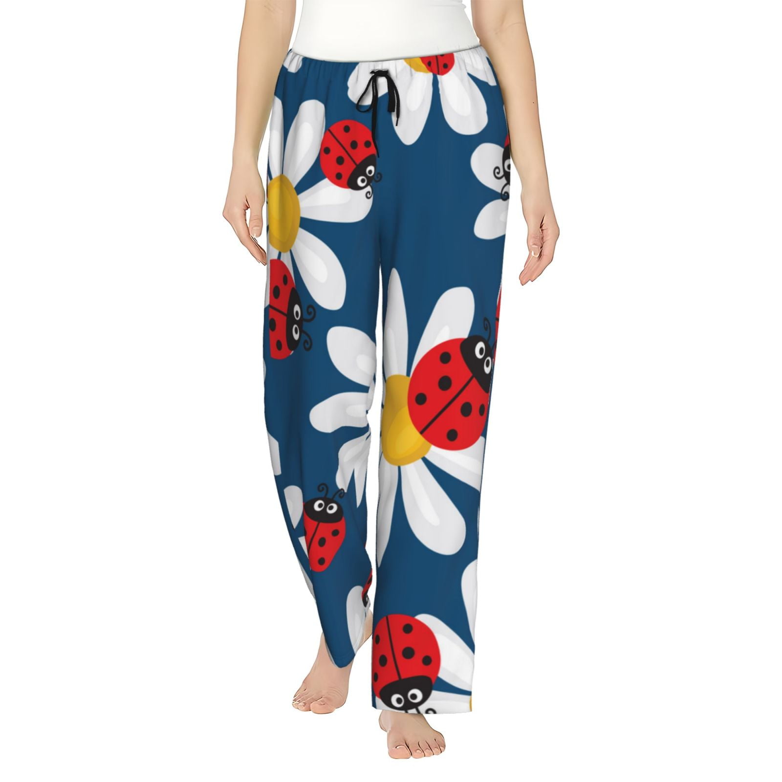 Naloa Daisies With Ladybugs Pajamas Pants for Women, Lounge for Women