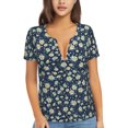 thumbnail image 1 of Naloa Daisy Floral B Print T-Shirts Short Sleeve V Neck Tees for Women Fashion Tops Trendy Lightweight Soft Casual Summer Outfits Clothes, 1 of 5