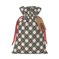 thumbnail image 1 of Naloa Daisy Plaid Black Drawstring Christmas Bags, 3D Xmas Gift Bags, Christmas Wrapping Bags, Xmas Goodie Bags, Treat Pouch Bags, Party Favor Bags-Small, 1 of 9